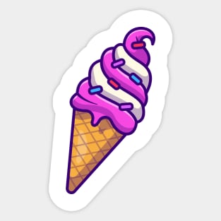 Ice Cream Cartoon Illustration Sticker